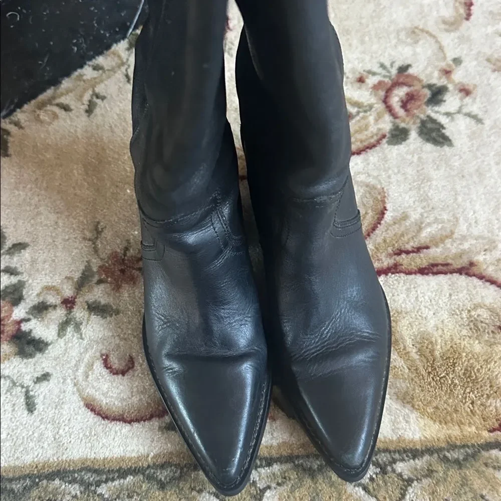 Mango knee high pointed toe heeled cowboy boots - Picture 2 of 8